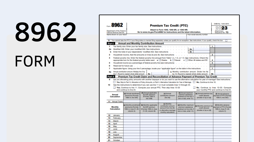 Printable IRS Form 8962 for 2023